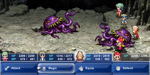 Relm Arrowny in combat using sketch ability Final Fantasy 6