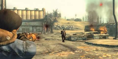 the wanderer shooting at bandits