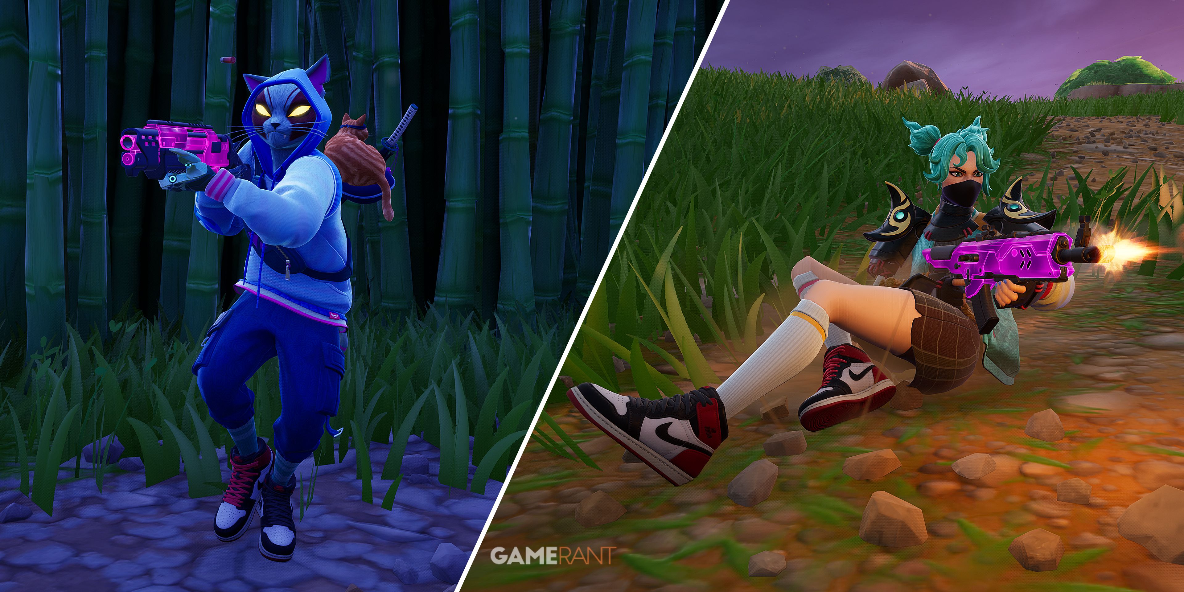 Split-image showcasing Nyanja and Jade in Fortnite