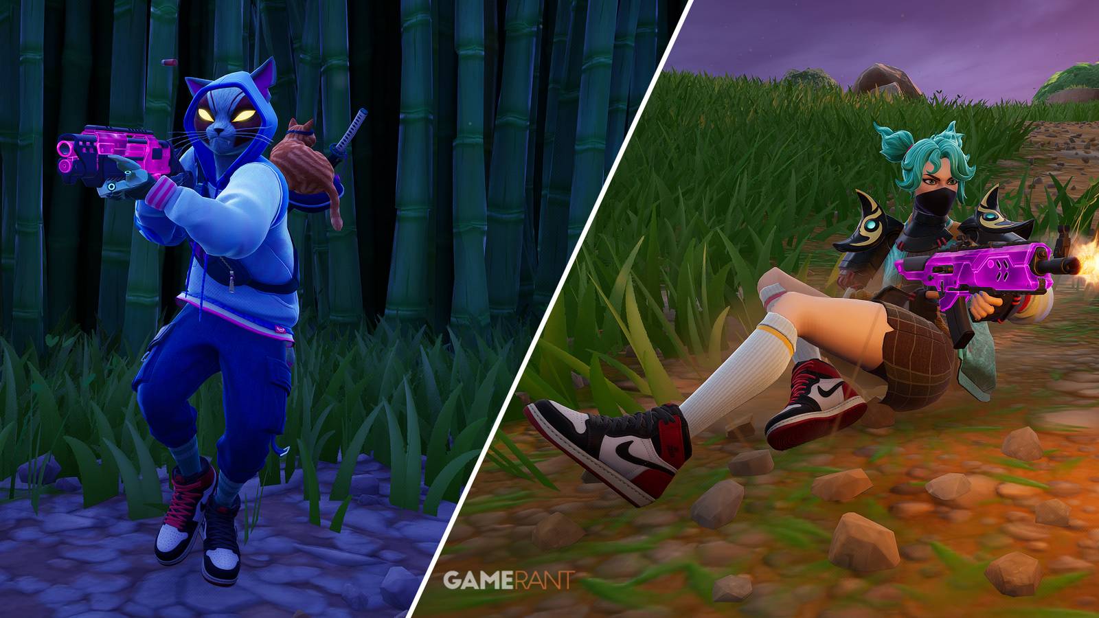 Split-image showcasing Nyanja and Jade in Fortnite