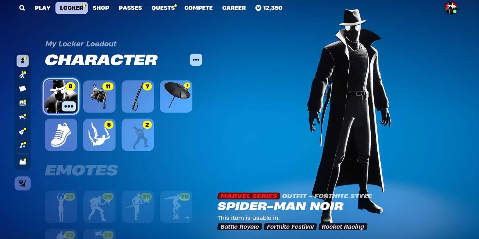 Fortnite Spider-Man Noir skin