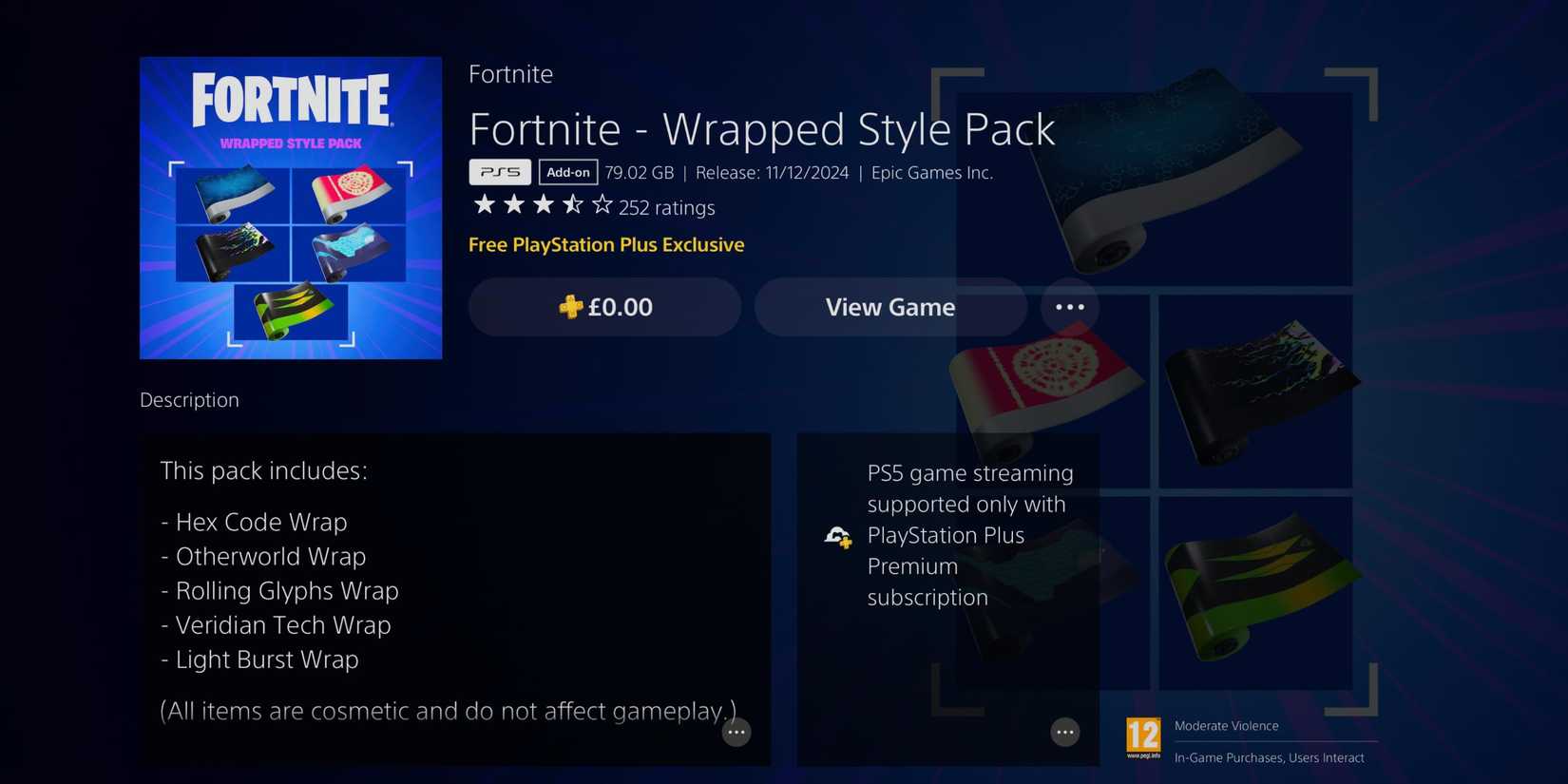 fortnite wrapped style pack in the ps store