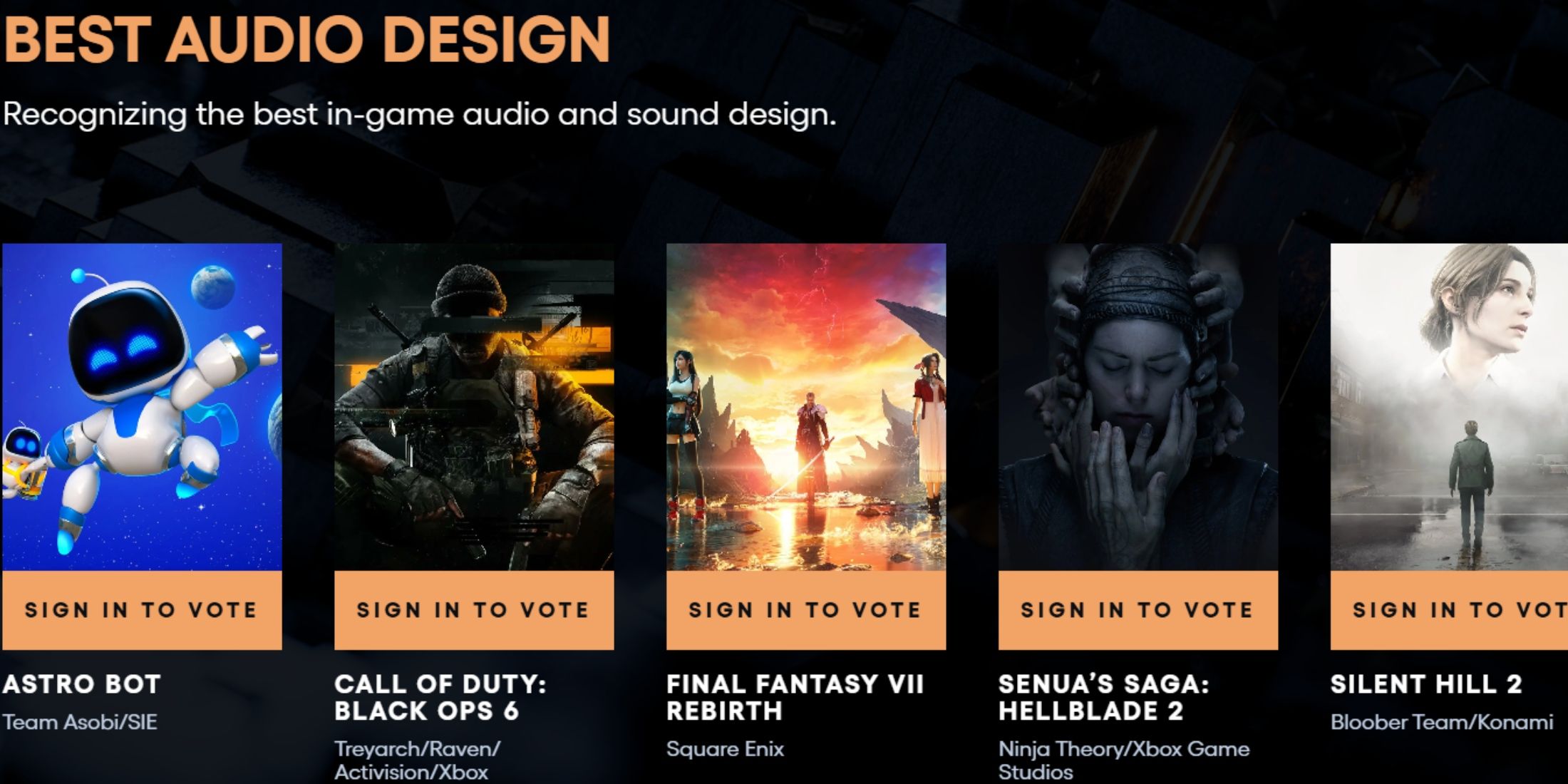 The Game Awards 2024 Predicting the Best Audio Design Category Winner