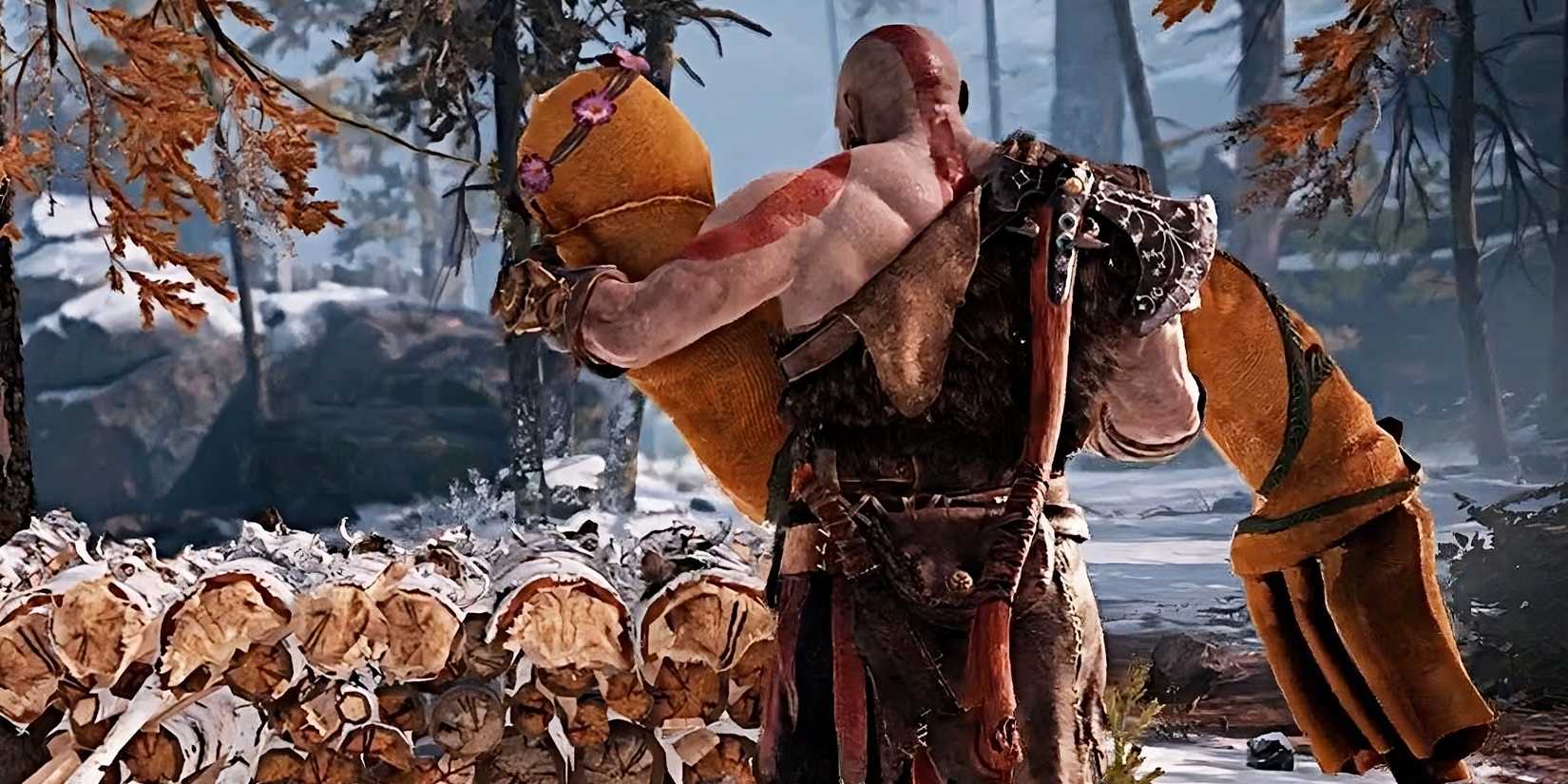 God of War carrying Fae's corpse