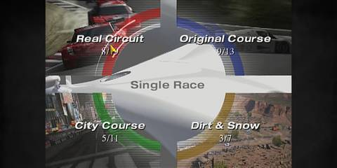 Gran Turismo 4 menu selection