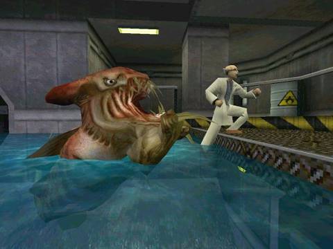 Half-Life Ichtyosaur Attacking Scientist