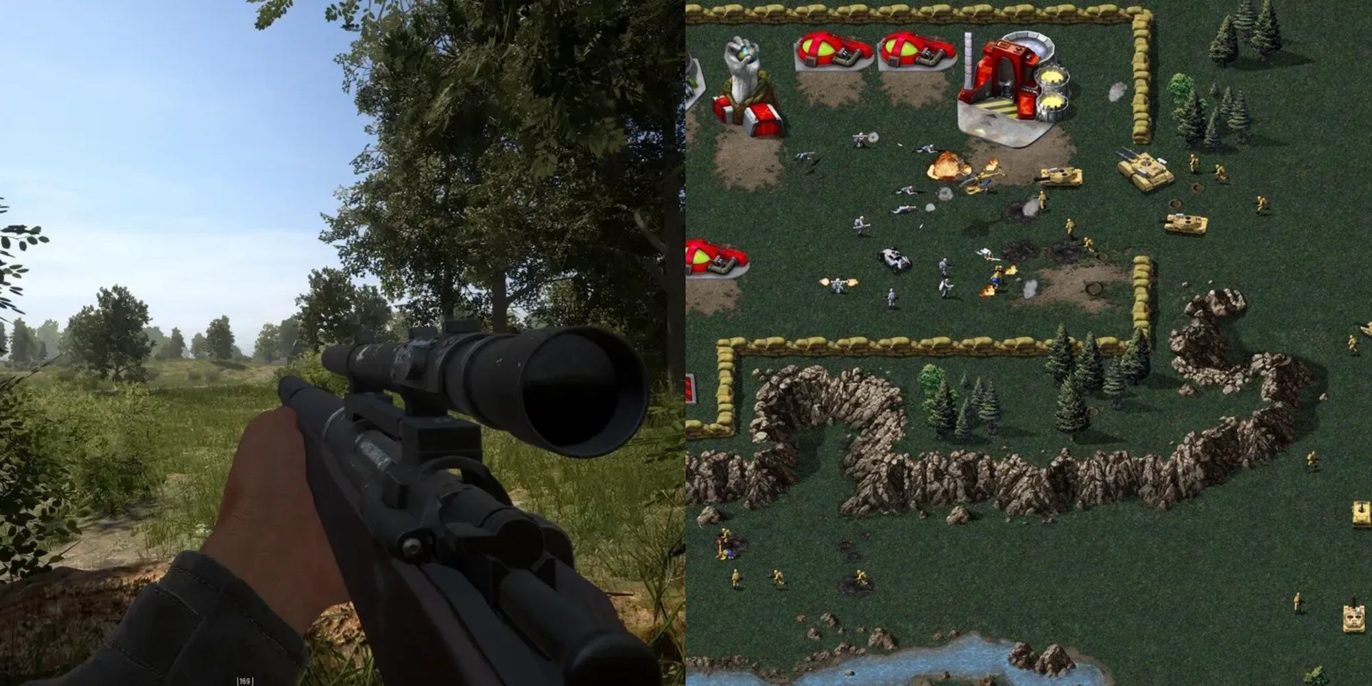 Hell let loose on the left and command and conquer on the right