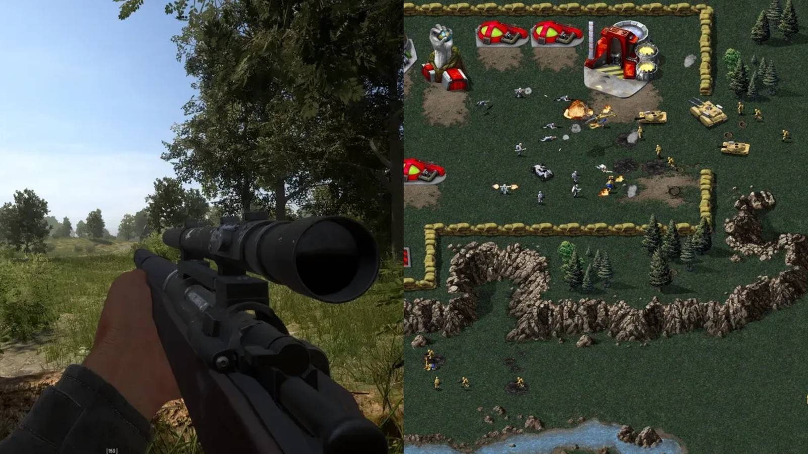 Hell let loose on the left and command and conquer on the right