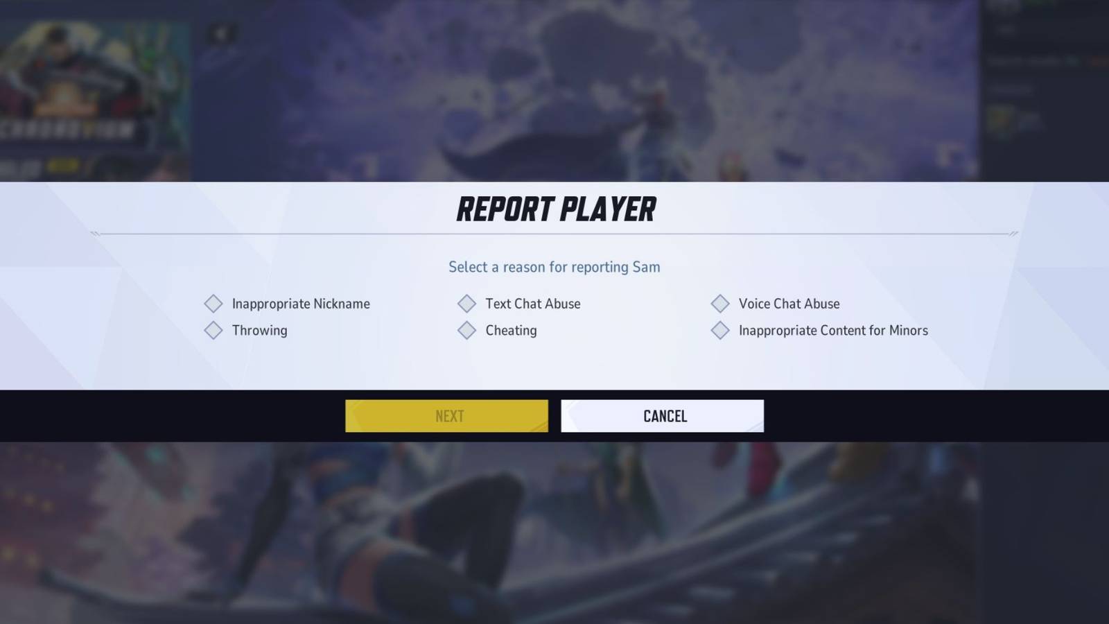 Report Player Options in Marvel Rivals