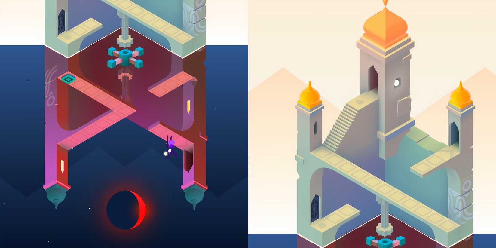 how to solve the part one of inverted palace puzzle in monument valley three 