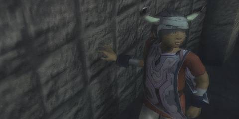 ico walking by a wall