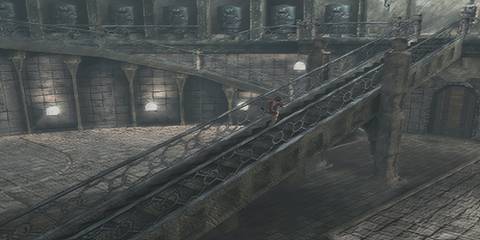 ico running up stairs