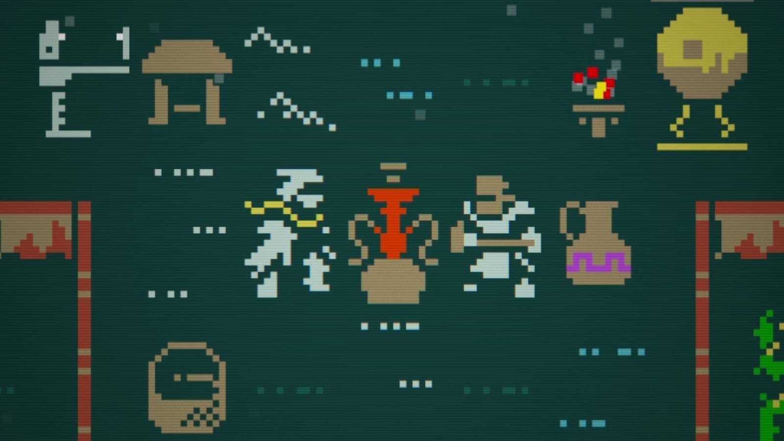 Relaxing in a desert tent in Caves of Qud