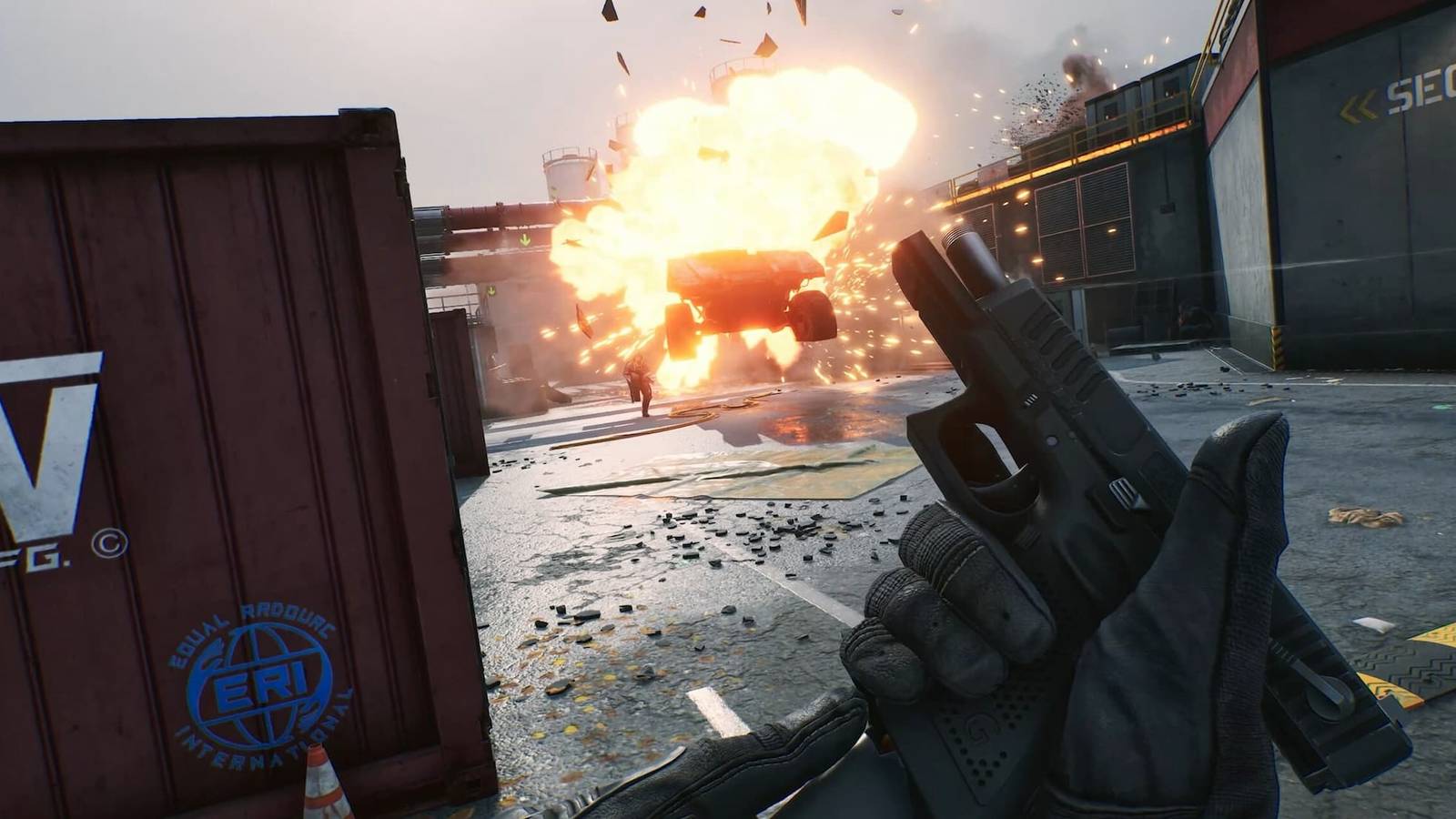 An exploding vehicle in Delta Force