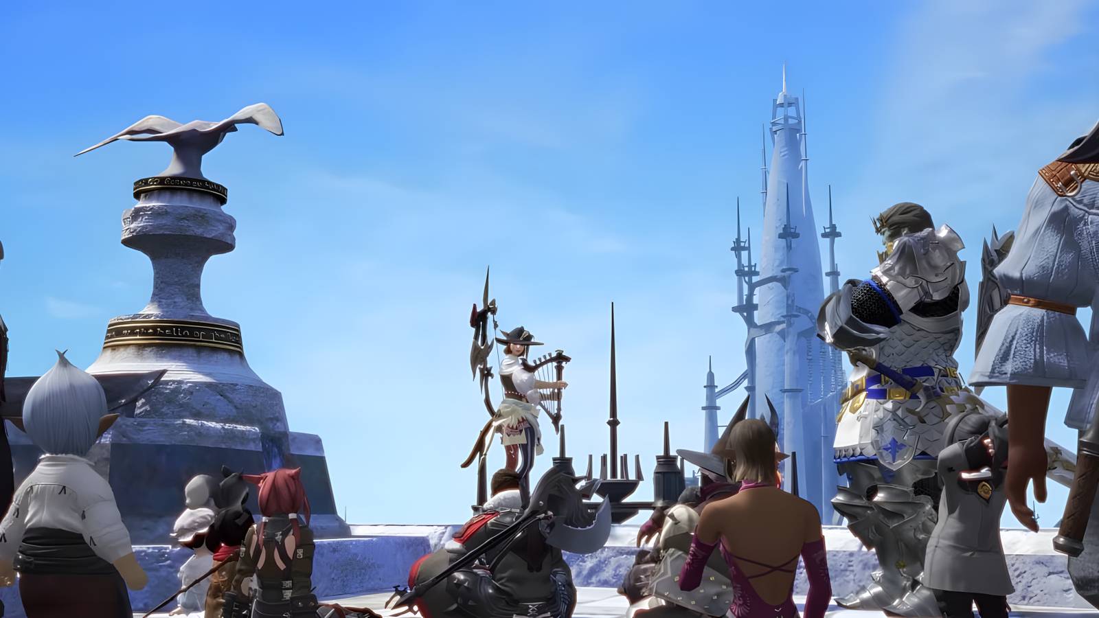 final fantasy 14 mobile trailer miqote plays for crowd