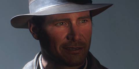 A close up of Indiana Jones