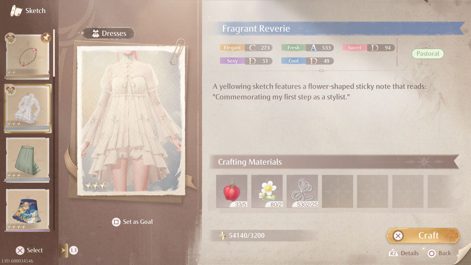 Pastoral-Tagged Dress in Infinity Nikki (Kindled Inspiration: Perfect Pair)