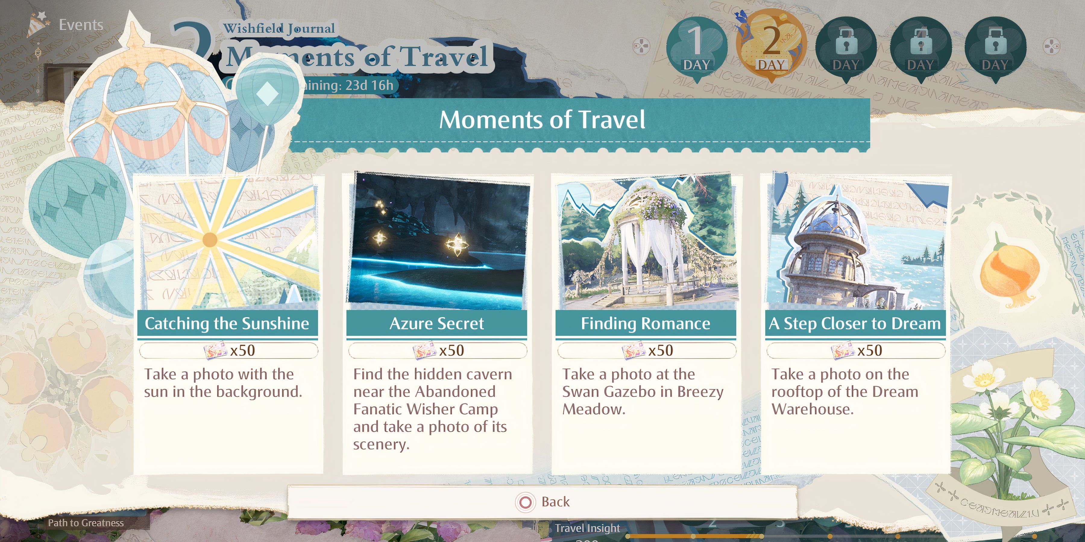 Infinity Nikki: Wishfield Journal Event Day 2 Guide (Moments of Travel)