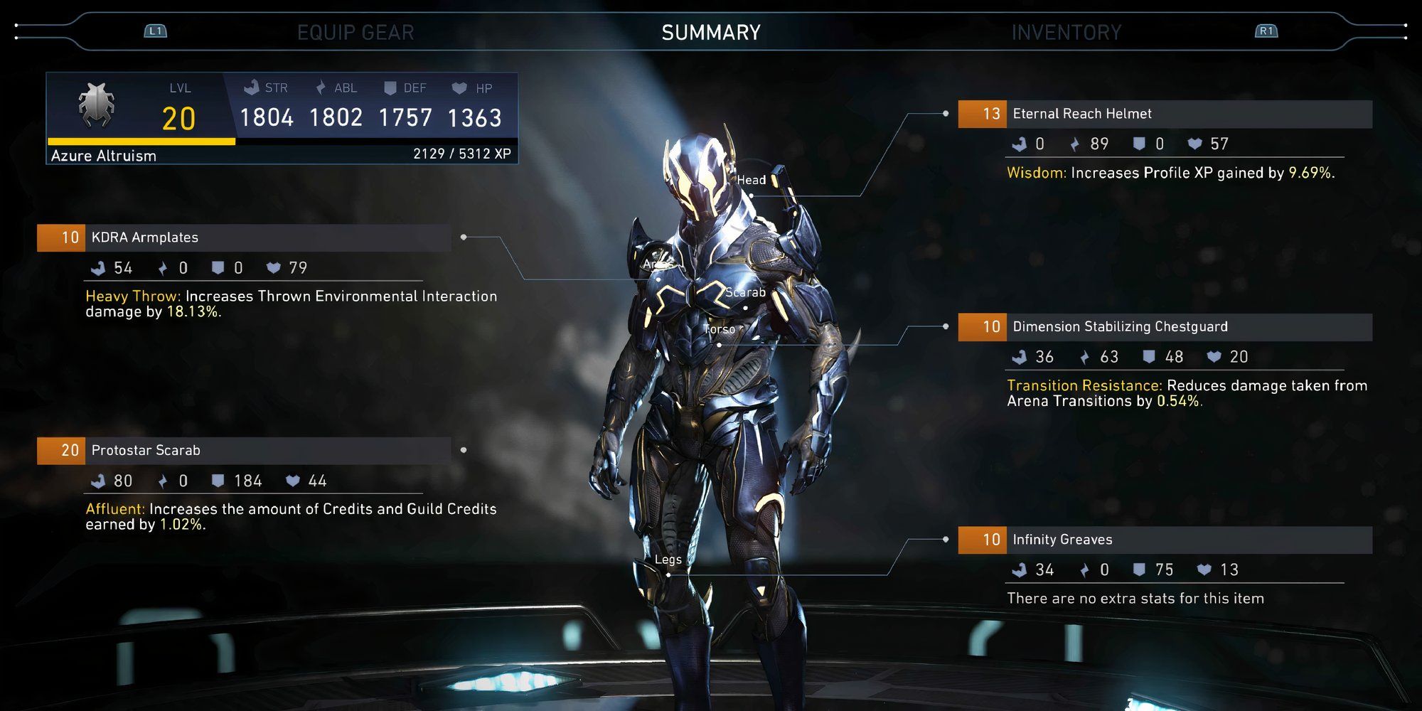 Character customization screen for Blue Beetle in Injustice 2