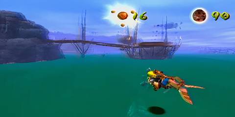 jak and daxter on a hovercraft