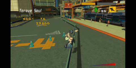 Jet Set Radio Future grinding a rail