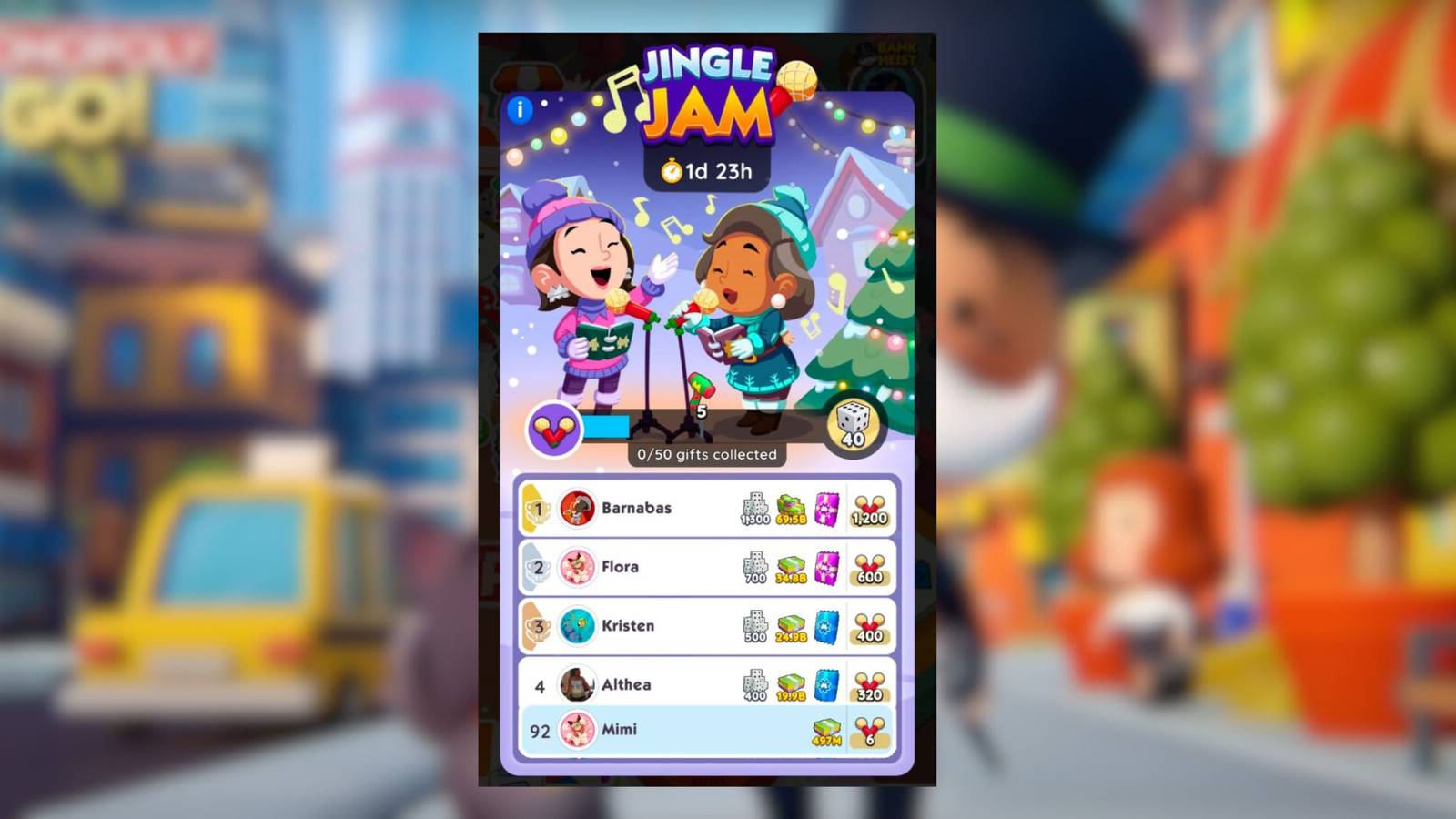 jingle jam monopoly go