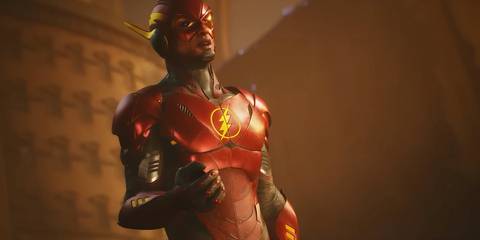 the flash in front of a building