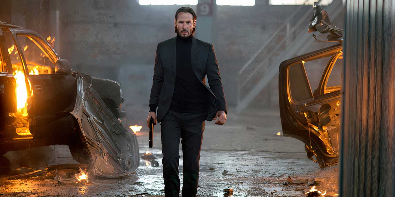 John Wick walking with a gun 