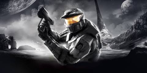 Key Art Of Halo Combat Evolved Anniversary Showing The Master Chief Wielding A Magnum Pistol