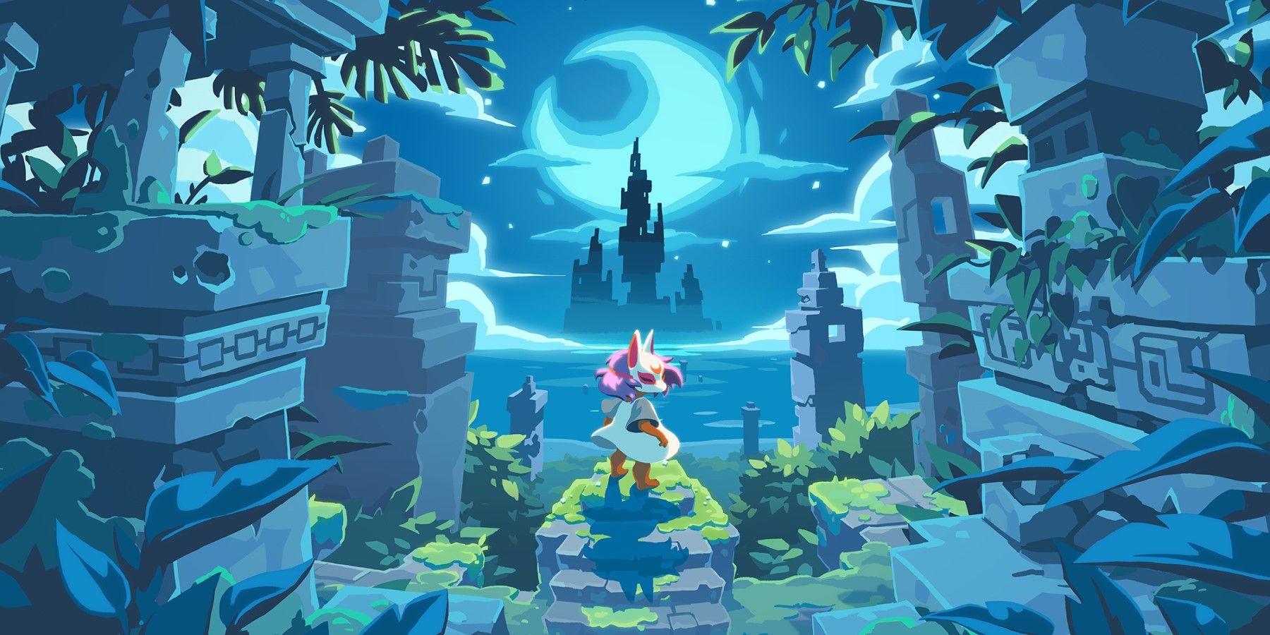 Key Art Showing The Protagonist Highlighted Against The Moon In Lucky Luna