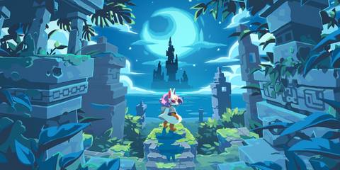 Key Art Showing The Protagonist Highlighted Against The Moon In Lucky Luna