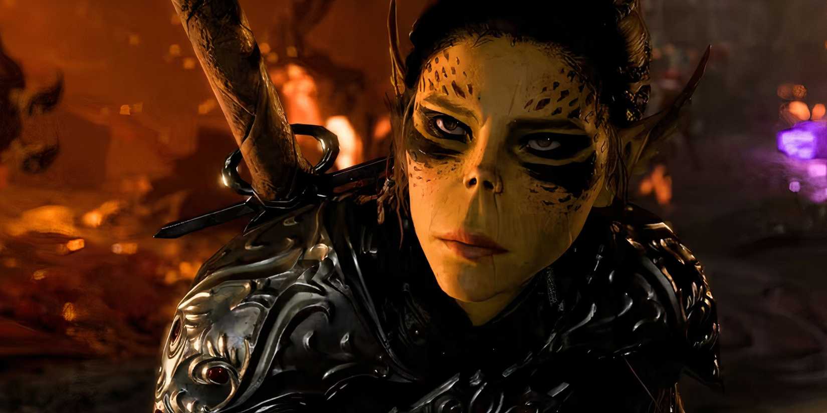 Baldur's Gate 3 close-up of Lae'Zel