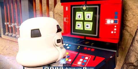 Image of a Stormtrooper opening the gate in Lego Star Wars The Skywalker Saga