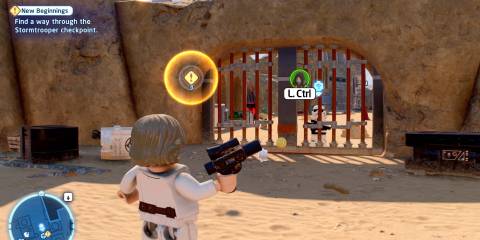 Image of a prompt to swap to Ben Kenobi in Lego Star Wars The Skywalker Saga