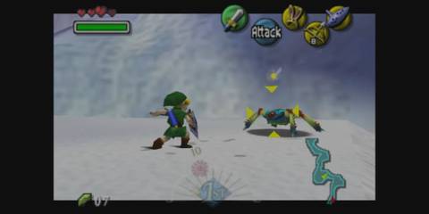 Link facing an enemy in the Ice Mountain.