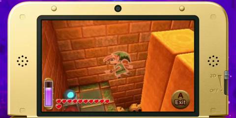 Link using his newfound ability to traverse through a wall.