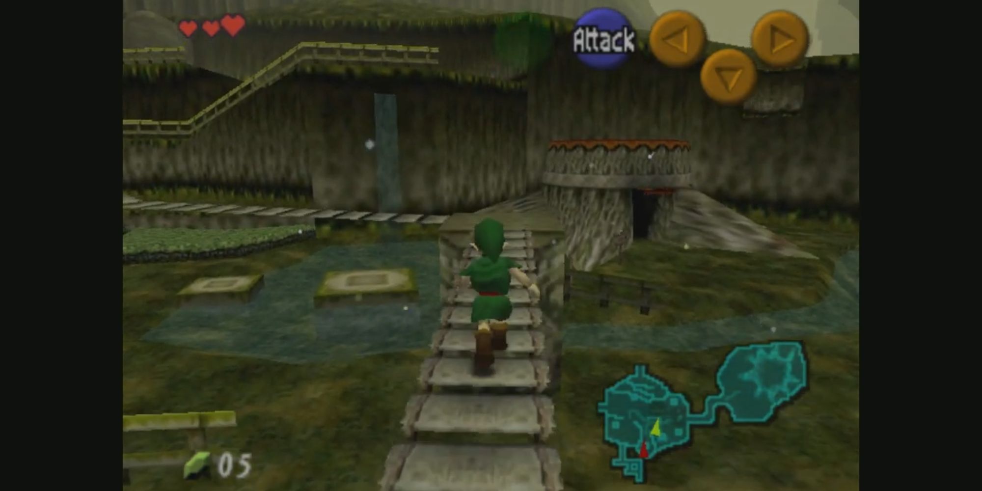 Link walking through Kokiri Forest.