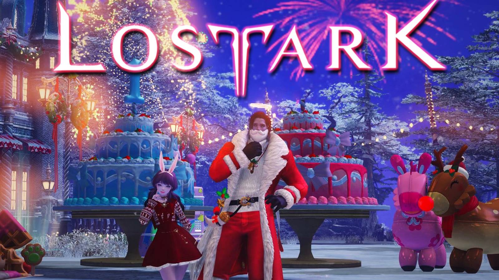 Lost Ark Santa Claus costume celebrations with game logo 2x1 composite