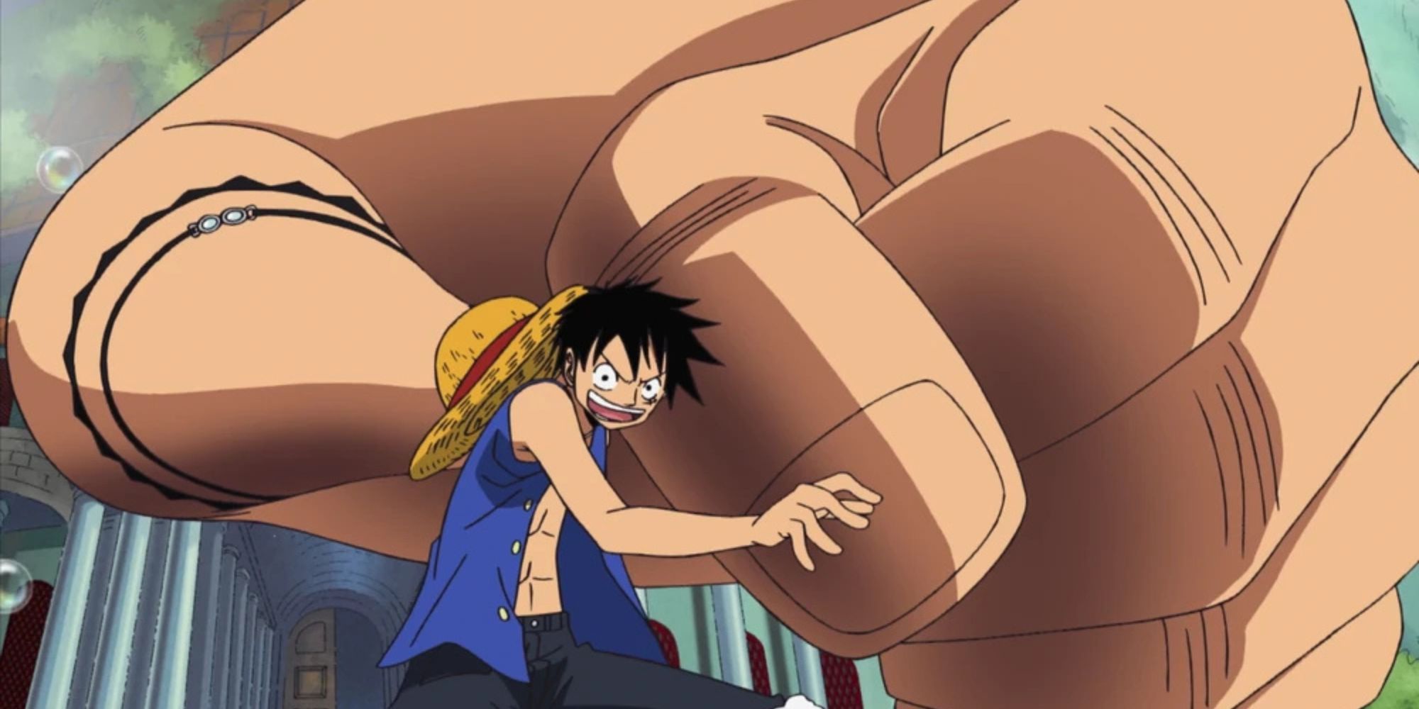 Luffy using Gear 3 on his own body.