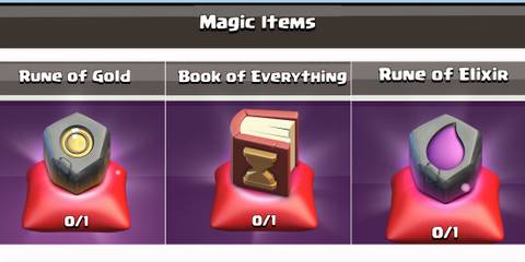 magic items clash of clans 