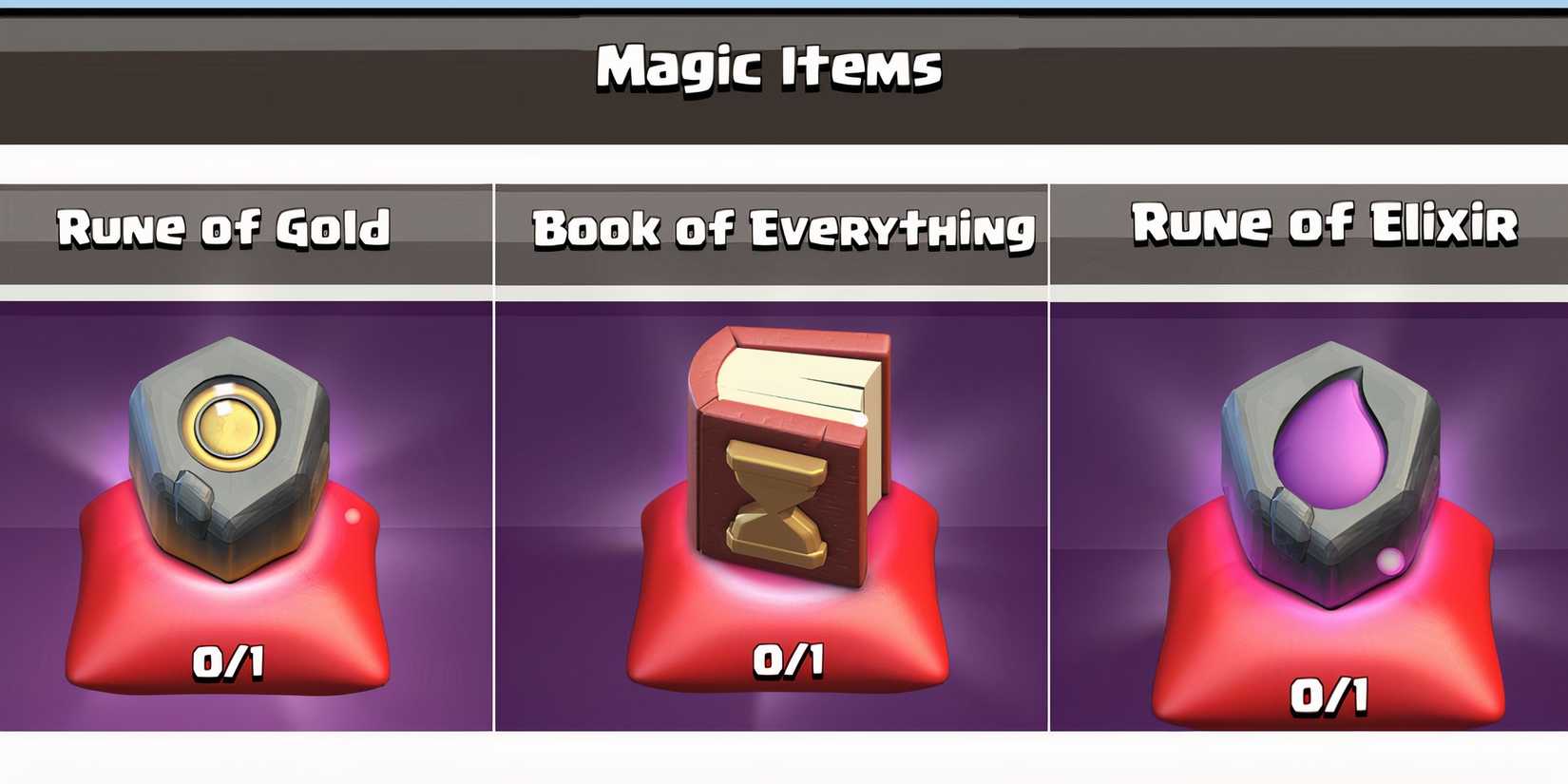 magic items clash of clans 