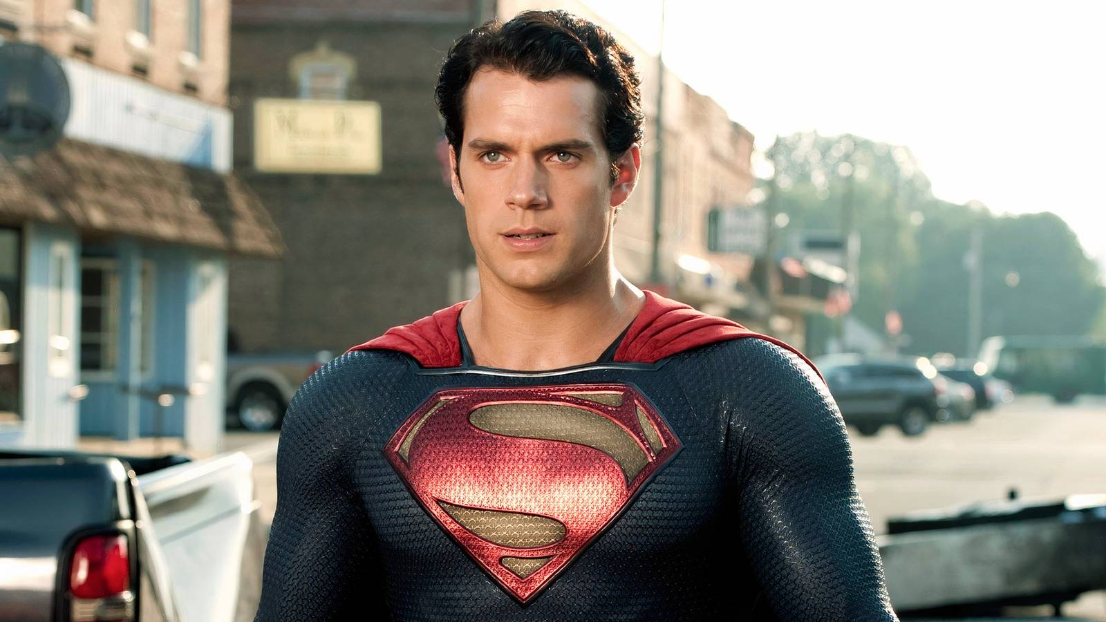 Superman marching through Smallville in Man Of Steel