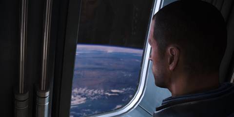 Mass Effect 1 - Shepard Looking Outside