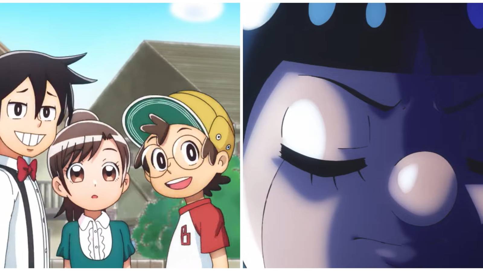 Split image of Bondo with his friends and Roboco in Me & Roboco