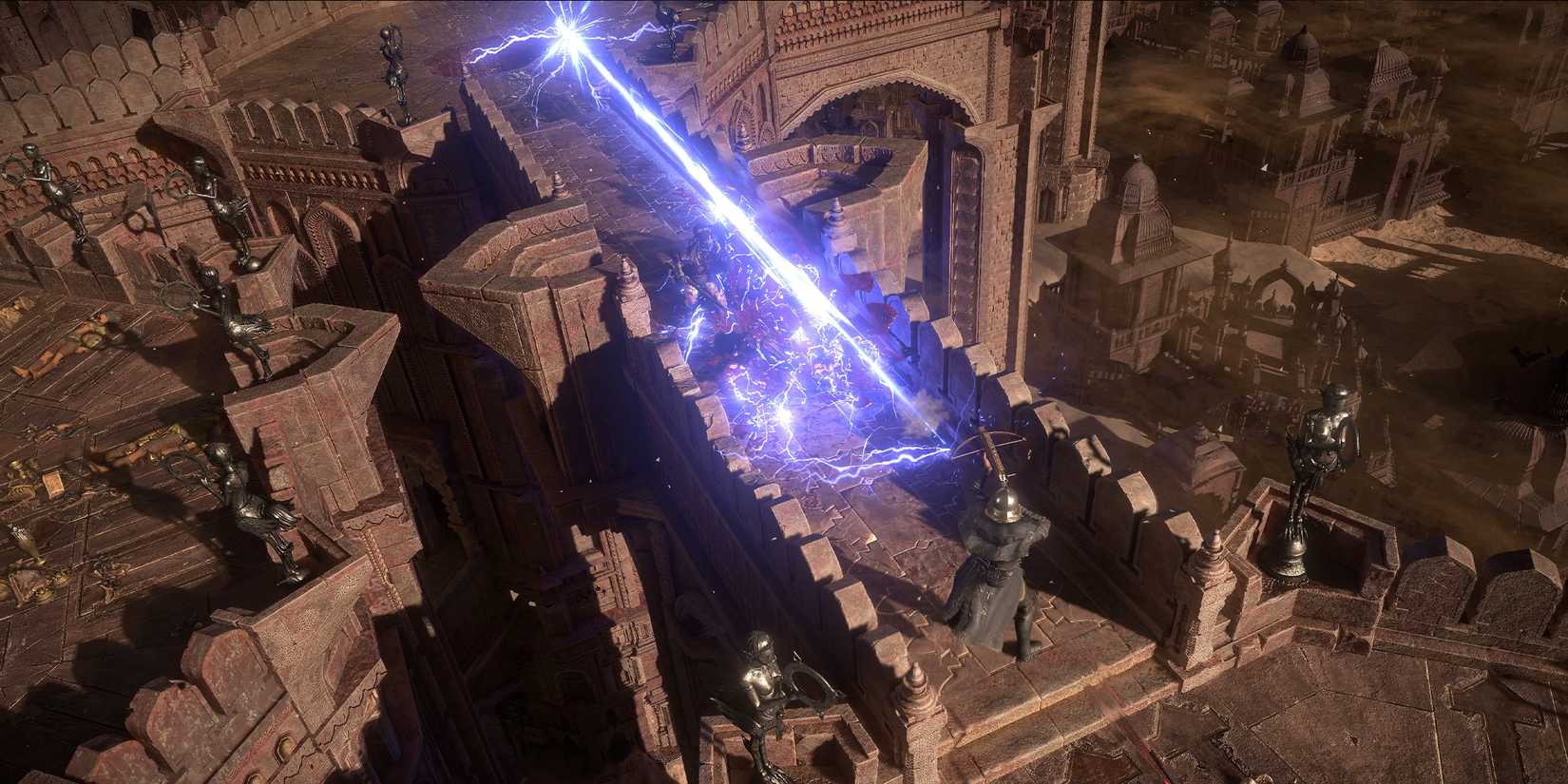 Mercenary firing a lighting shot in Path of Exile 2