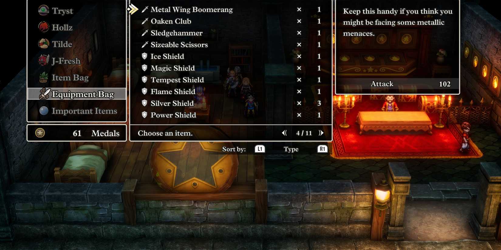 Metal Wing Boomerang weapon in Dragon Quest 3 HD-2D Remake