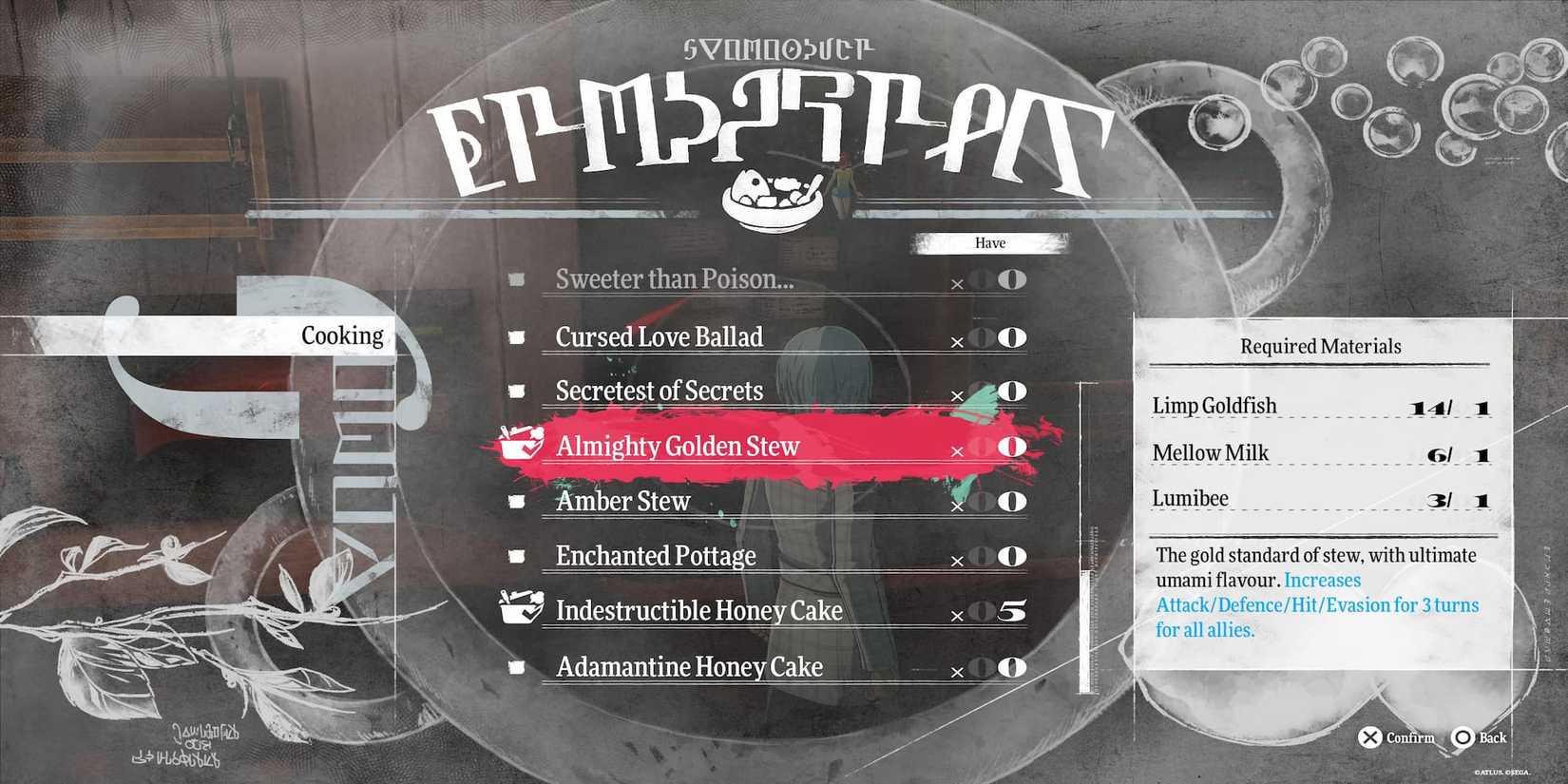 The Recipe For Almighty Golden Stew In The Cooking Menu 