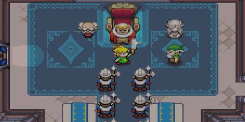 link holding up a sword