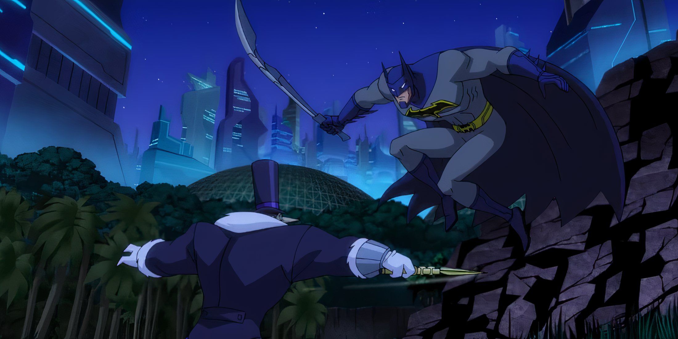 Batman fighting the penguin in Batman unlimited