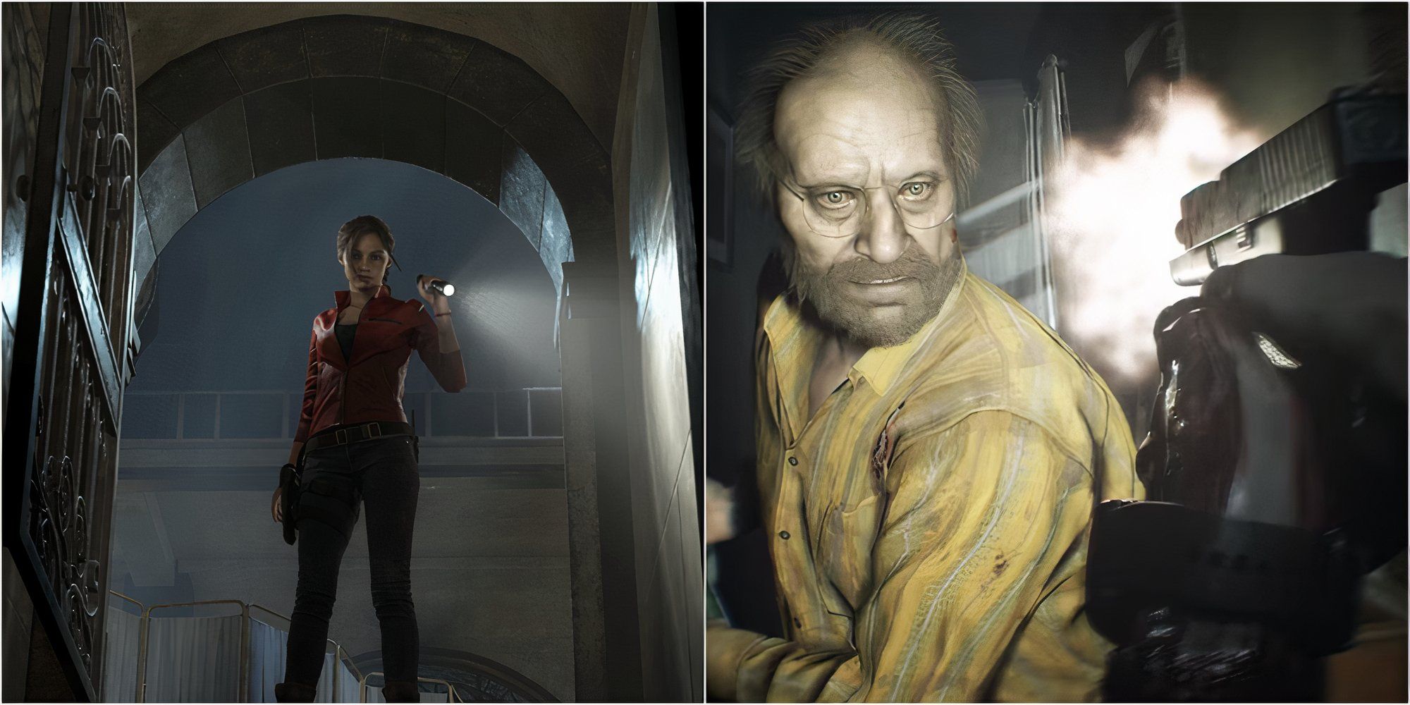 Claire and Jack Baker in Resident Evil 2 and Resident Evil 7